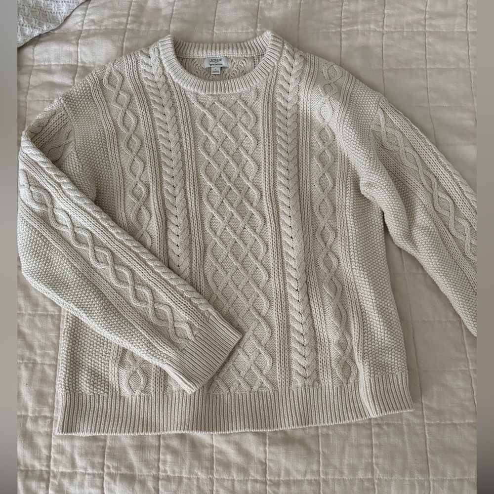 J. CREW cable-knit crewneck sweater, women’s Large - Picture 4 of 8